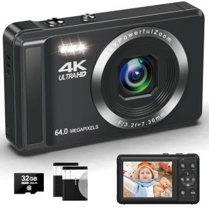 UHD 4K 64MP Compact Vlogging Camera Bundle