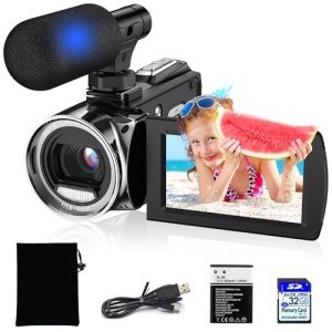 Vmotal 2.7K Digital Camcorder with Mic & SD Card