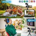 Vmotal 2.7K Digital Camcorder with Mic & SD Card