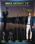 CamboFoto 74" Heavy Duty Aluminum Camera Tripod