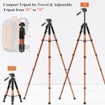 Victiv 74” Heavy Duty Aluminum Camera Tripod