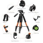 Victiv 74” Heavy Duty Aluminum Camera Tripod