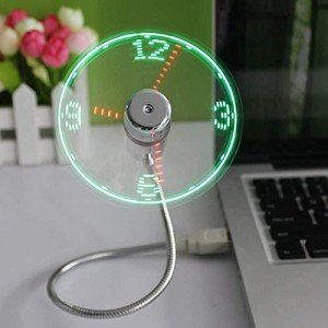 Mini USB LED Clock Fan with Flexible Neck