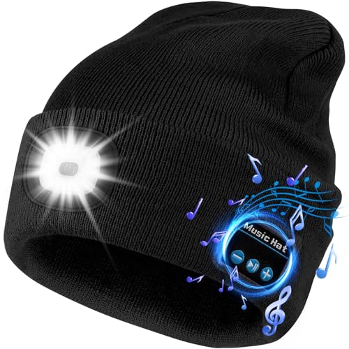 Bluetooth Beanie Hats with Light - Black