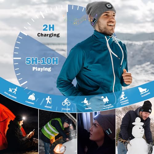 Bluetooth Beanie Hats with Light - Black
