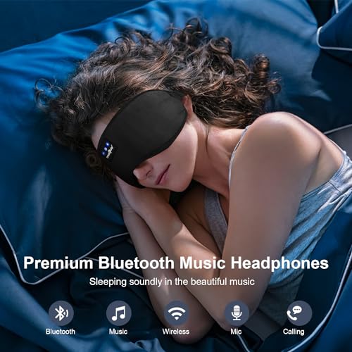 Bluetooth Sleep Headphones Eye Mask for Side Sleepers/Nap/Travel