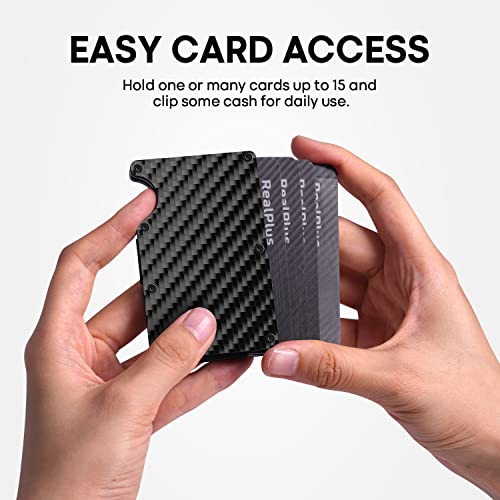 RealPlus Carbon Fiber RFID Blocking Wallet Men's Clip
