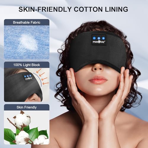 Bluetooth Sleep Headphones Eye Mask for Side Sleepers/Nap/Travel