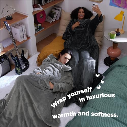 Bedsure Wearable Blanket with Sleeves - Grey, 150 x 200 cm