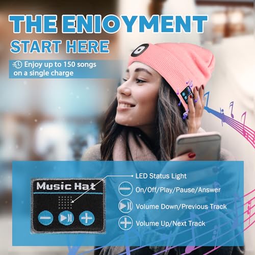 Bluetooth Beanie Hats with Light - Black