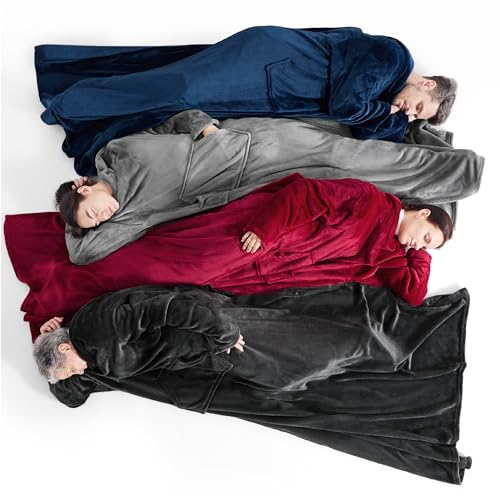 Bedsure Wearable Blanket with Sleeves - Grey, 150 x 200 cm