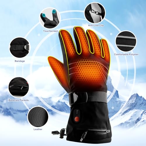 ABXMAS Waterproof Heated Gloves, 6 Hours Battery, 3 Levels