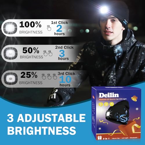 Bluetooth Beanie Hats with Light - Black