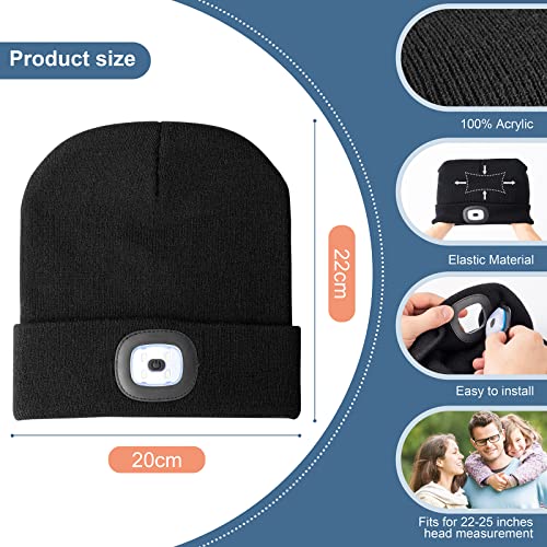 USB Rechargeable Lighted Beanie Cap | Hands-Free Headlamp