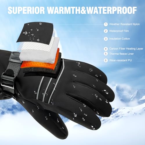 ABXMAS Waterproof Heated Gloves, 6 Hours Battery, 3 Levels