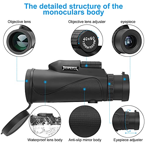 Hopeful Stars Monocular Cope Telescope: 40×60 Waterproof & Anti-fog