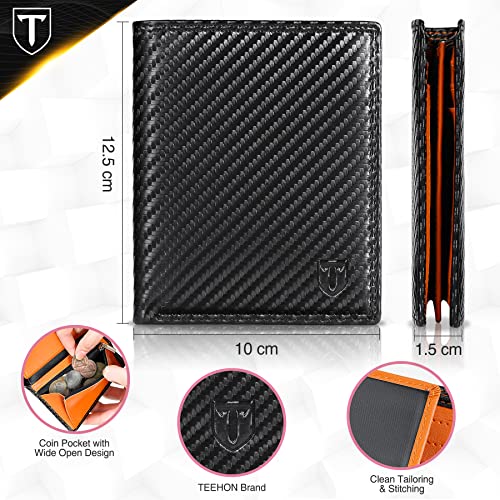 TEEHON RFID Blocking Carbon Fiber Leather Wallet