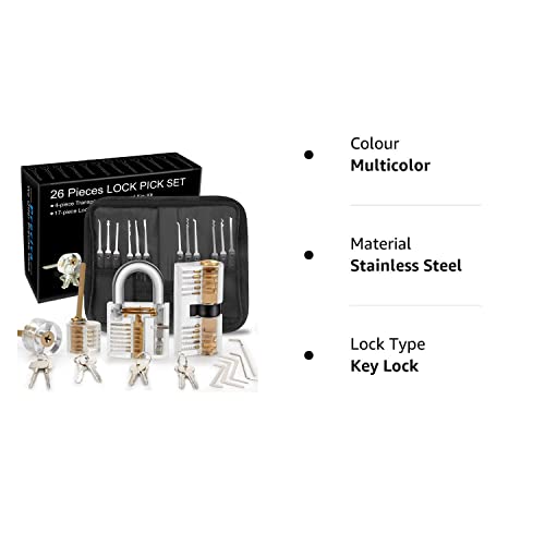 Improved Lock Pick Set with 4 Training Padlocks