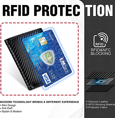 TEEHON RFID Blocking Carbon Fiber Leather Wallet