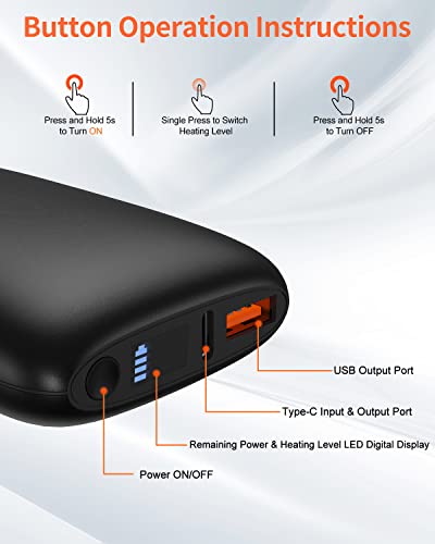 Portable 10000mAh Hand Warmer with Double-Sided Heating