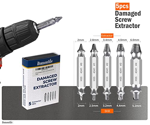 5-Piece Screw Extractor Kit for Stripped Screws - Gadgets for Men