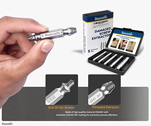 5-Piece Screw Extractor Kit for Stripped Screws - Gadgets for Men