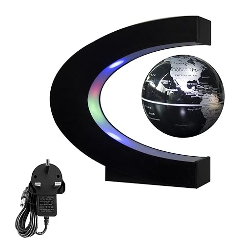 Floating Globe with LED Lights - C Shape Magnetic Levitation