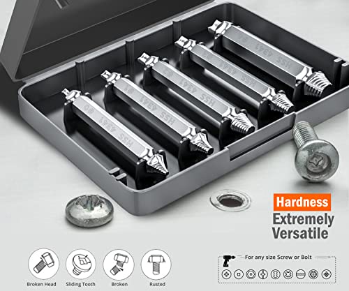 5-Piece Screw Extractor Kit for Stripped Screws - Gadgets for Men