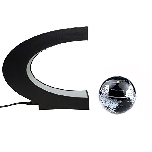 Floating Globe with LED Lights - C Shape Magnetic Levitation