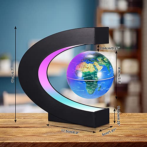 Levitating Globe with LED Lights, Magnetic C Shape