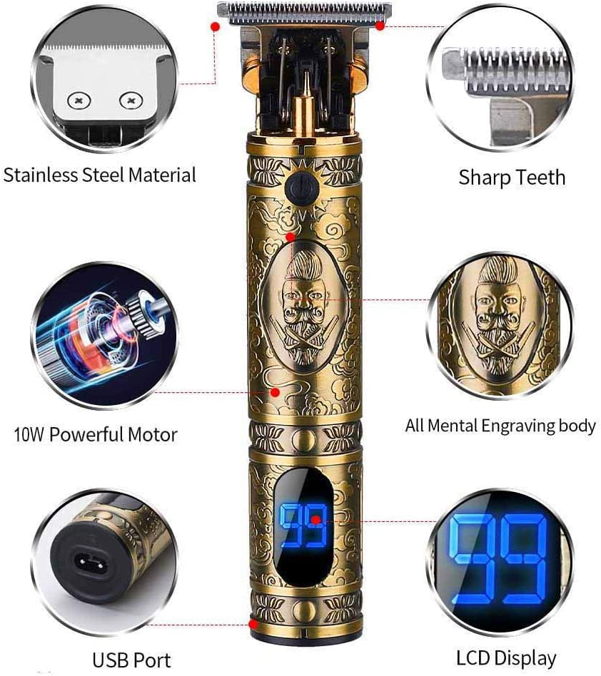 Men's Zero Gapped Hair Clippers - Professional Cordless Trimmer