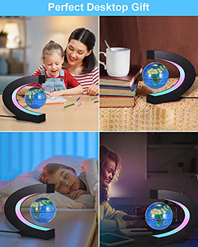 Levitating Globe with LED Lights, Magnetic C Shape