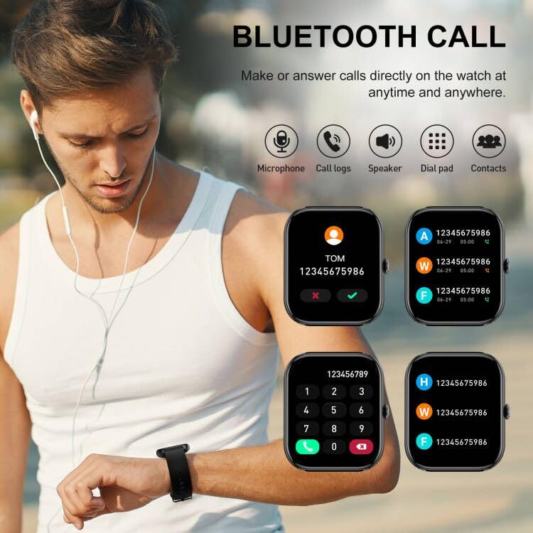 Smartwatch: Make/Answer Calls, Heart Rate, Sports, IP68