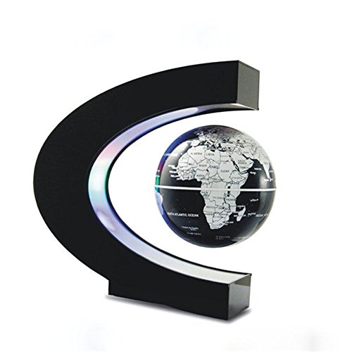 Floating Globe with LED Lights - C Shape Magnetic Levitation