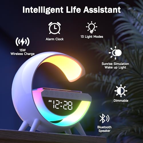 Wireless Charger Atmosphere Lamp with Bluetooth Speaker