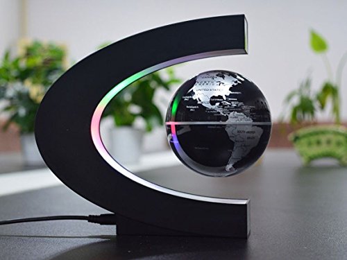 Floating Globe with LED Lights - C Shape Magnetic Levitation