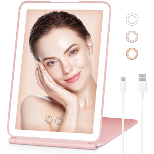 Portable LED Travel Makeup Mirror with Color Lighting