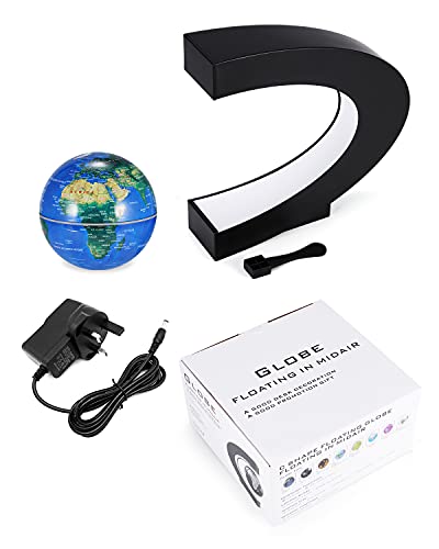 Levitating Globe with LED Lights, Magnetic C Shape