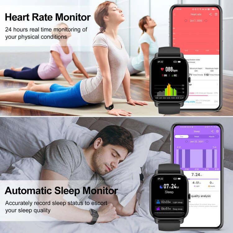 Smartwatch: Make/Answer Calls, Heart Rate, Sports, IP68
