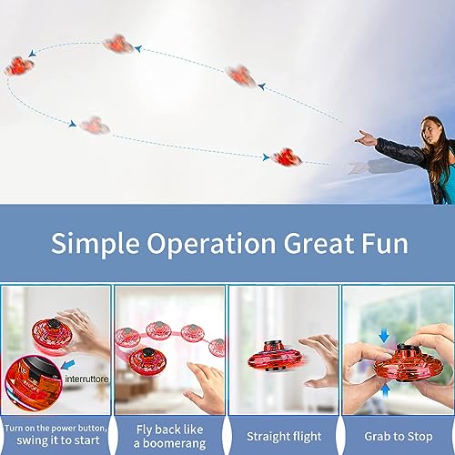 Hand Controlled Mini Flying Spinner Drone - Red