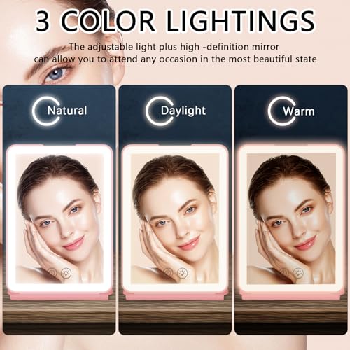 Portable LED Travel Makeup Mirror with Color Lighting