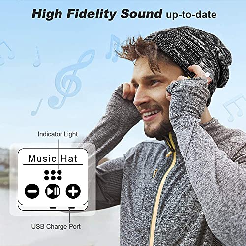 Black Bluetooth Beanie Hat with Headphones - Ultimate Gadgets