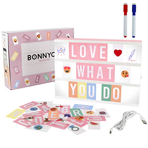 Pink Cinema Light Box with 400 Letters - A4 Led Light Box