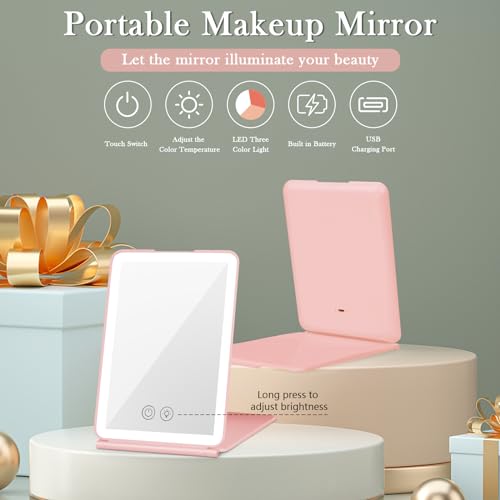 Portable LED Travel Makeup Mirror with Color Lighting