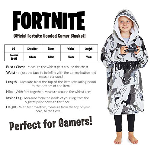 Fortnite Oversized Hoodie Sweatshirt Blanket - Grey