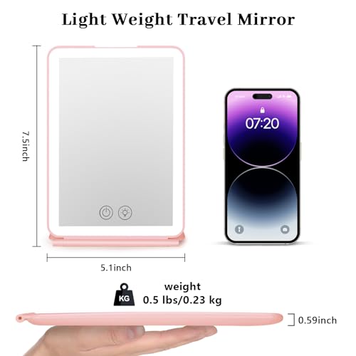 Portable LED Travel Makeup Mirror with Color Lighting