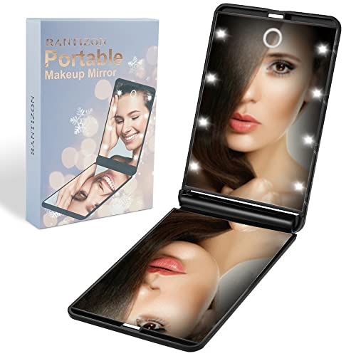 Rantizon Portable Lighted Makeup Mirror with 2X Magnification