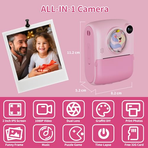 Instant Print Kids Camera - 2.5K UHD
