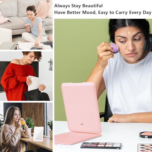 Portable LED Travel Makeup Mirror with Color Lighting