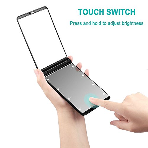 Portable Dimmable LED Makeup Mirror with Magnification & Compact